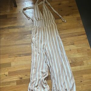 American Eagle Tan and White Jumpsuit